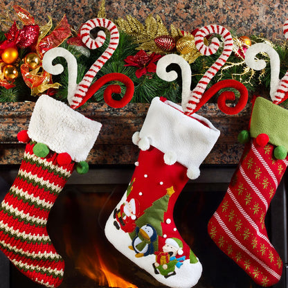 ZHANYIGY 6PC Set Red/Green Christmas Tree Decorations Picks Christmas Woolen Candy Curly Pick, Christmas Tree Toppers Decorations Home Office Vase Party Ornaments (RED)