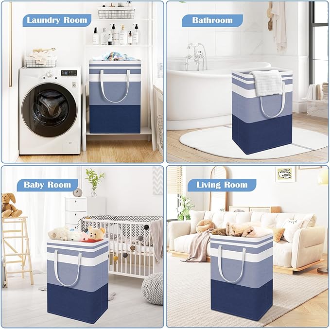 BlissTotes 3-Pack Laundry Basket, Freestanding＆Waterproof Laundry Hamper