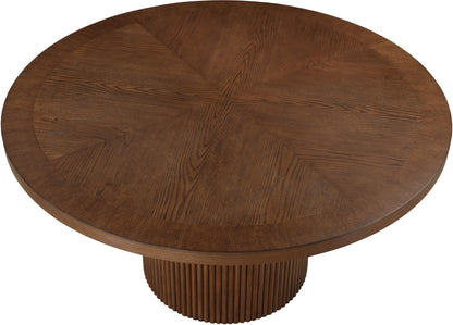 Meridian Furniture 730Brown-T Belinda Collection Modern | Contemporary Dining Table with Solid Wood Base, Dark Walnut Brown Finish Oak Wood Veneer, Round Top, Fluted Base, 60" W X 60" D X 30" H, Brown
