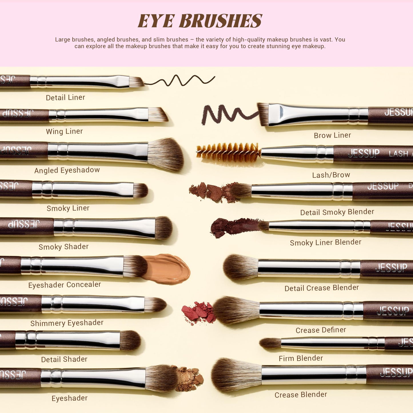 Jessup Brand 25pcs Professional Makeup Brush Set Beauty Cosmetic Foundation Powder Blusher Eyeshadow Blending Highlight Concealer Natural-Synthetic Hair Brushes Set (Pearl White/Silver)