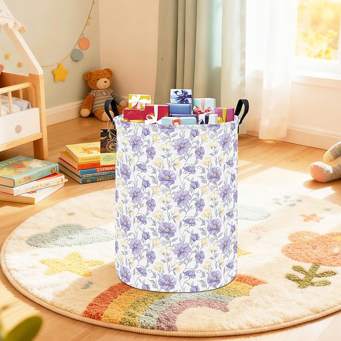 HUNRUNG Laundry Hamper, Large Canvas Fabric Lightweight Storage Basket Toy