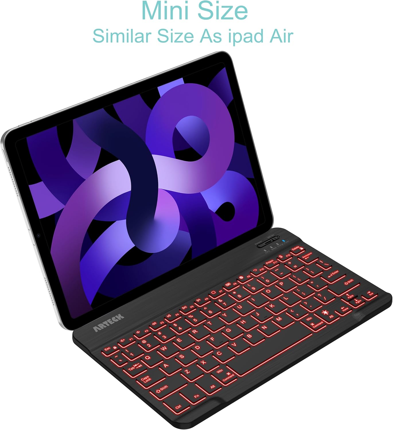 Arteck Universal Backlit 7-Colors Ultra Light Slim Portable Wireless Bluetooth 3.0 Keyboard for iOS iPad Pro, Air, Mini, Android, Windows Tablets PC Smartphone Built in Rechargeable 6-Month Battery