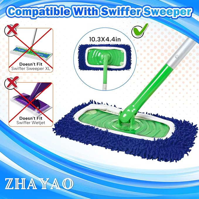 Coral Fleece Mop Pads, Reusable Wet/Dry Compatible