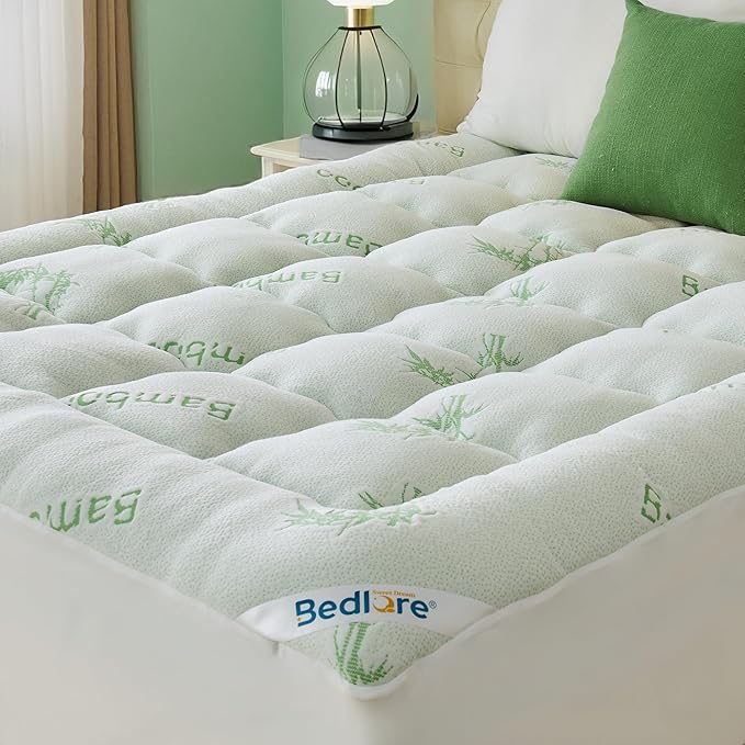 BEDLORE King Mattress Topper Viscose Derived from Bamboo, Thick Pillow Top