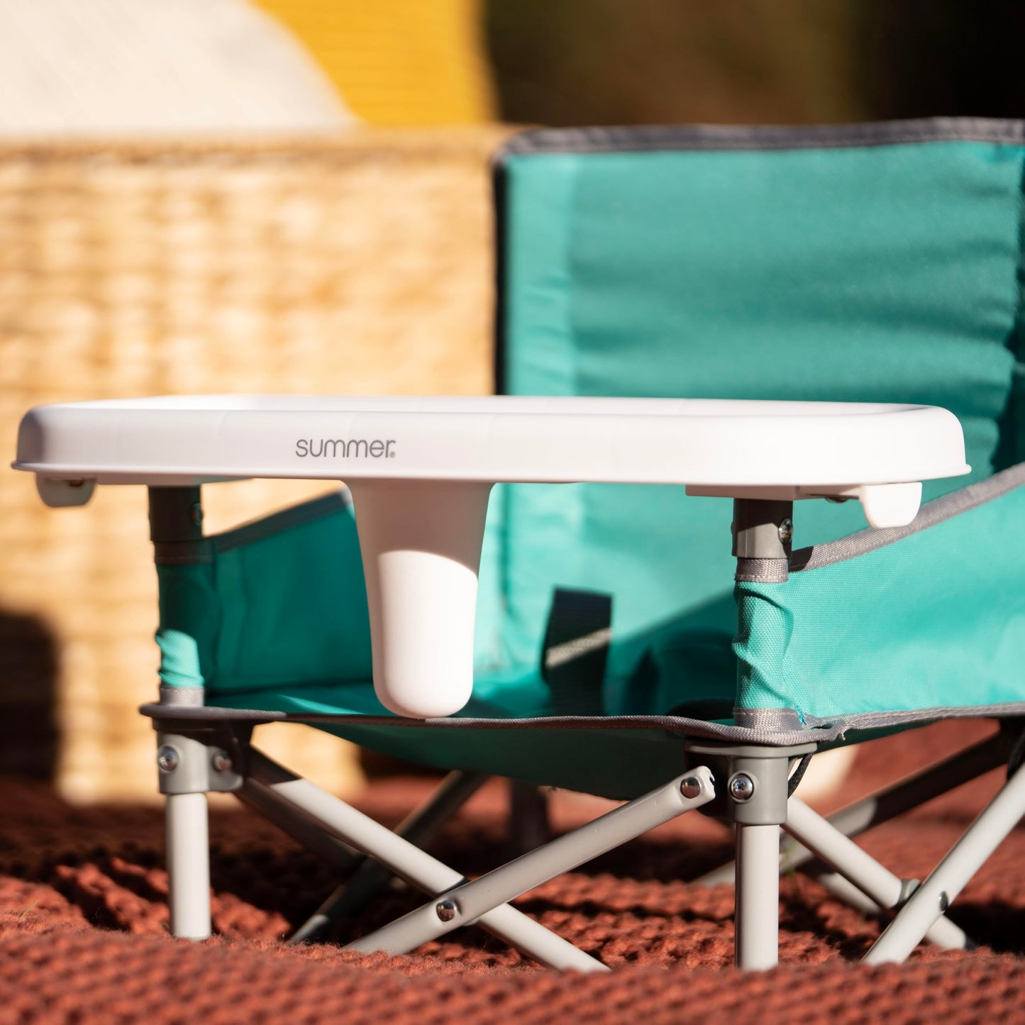 Summer by Bright Starts Pop 'N Sit Portable Booster Chair, Floor Seat, Indoor/Outdoor Use, Compact Fold, Teal, 6 Mos - 3 Yrs