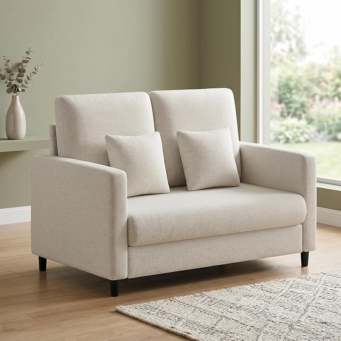 52 Inch Mid Century Modern Loveseat Couch, Compact Accent Sofa