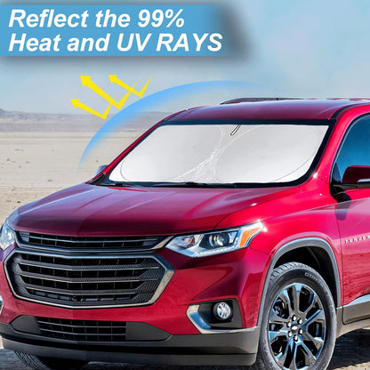 Sunshade for Chevrolet Traverse Windshield Sun Shade Cover Custom Fit 2018-2024 2025 Chevy Traverse LS, LT, RS, Redline, Premier, High Country SUV Accessories Front Window Shield Sun Visor Block UV