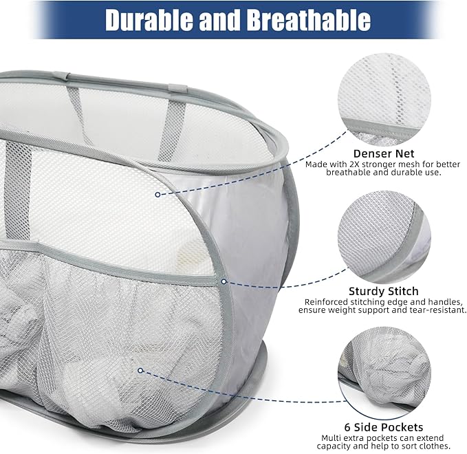 Collapsible Laundry Baskets, Upgrade Pop Up Laundry Hamper