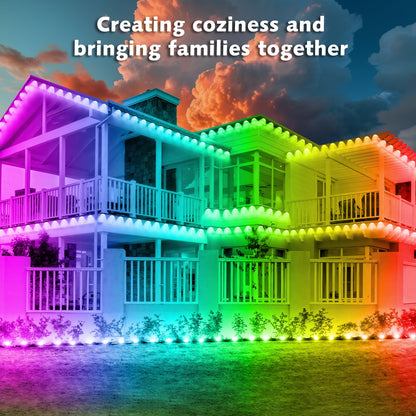 SINLEY 200FT Permanent Outdoor RGB Lights,Waterproof Smart LED Eaves Lights with App/Remote Control,for Christmas and All Holiday Decor,Daily and Accent Lighting,House Roof and Garden Lighting