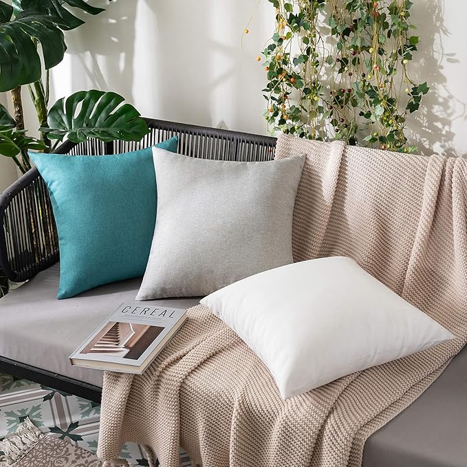 MIULEE Pack of 2 Decorative Outdoor Solid Waterproof Throw Pillow Covers Faux