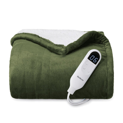 Bedsure Electric Blanket King Size - Dual Control Heated Blanket King Size, Fast Heating with 10 Time Settings & 10 Heat Settings, Warm Gift for Grandma (100x90 inches, Grey)