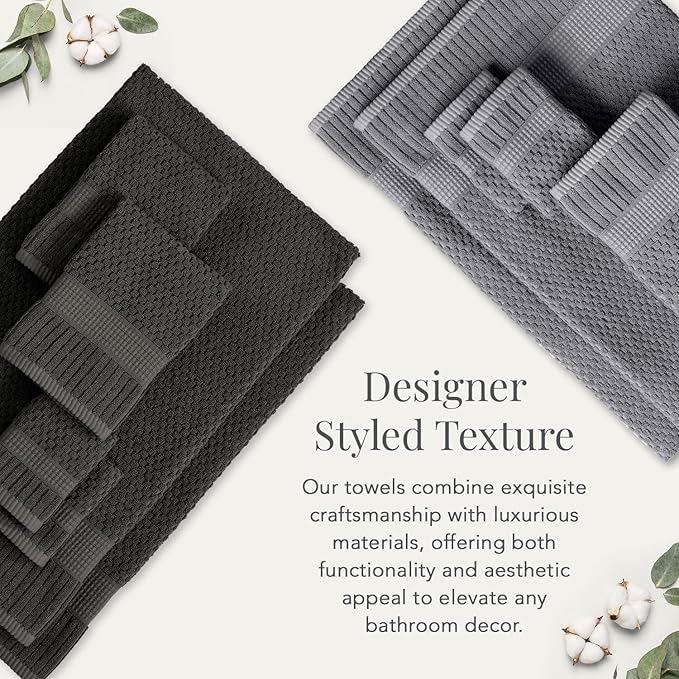 NY Loft 100% Cotton 6 Piece Bath Towel Set | Grey Towels | Oeko-TEX® Standard