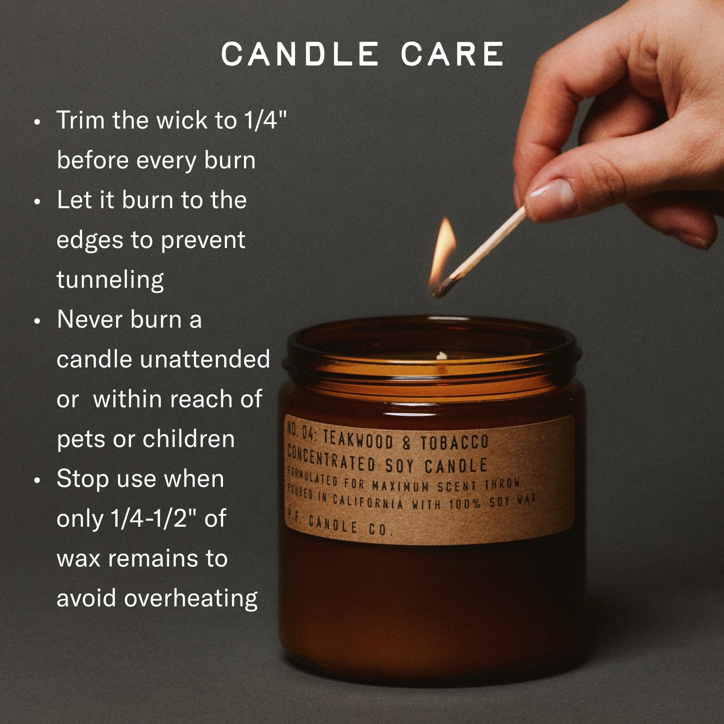 P.F. Candle Co. Teakwood & Tobacco Classic Large Concentrated Scented Soy Wax Candle (12.5 oz) 60-70 Hour Burn Time, Amber Glass Jar, Made in the U.S.A.