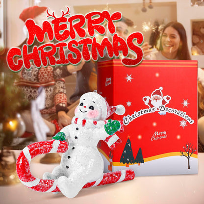 EnrichFun 2025 Figurines Christmas Decorations Resin Décor for Tree Hanging Ornament, Holiday Winter Indoor Home Table Decor Xmas Gifts, Snowman, 4.9 in