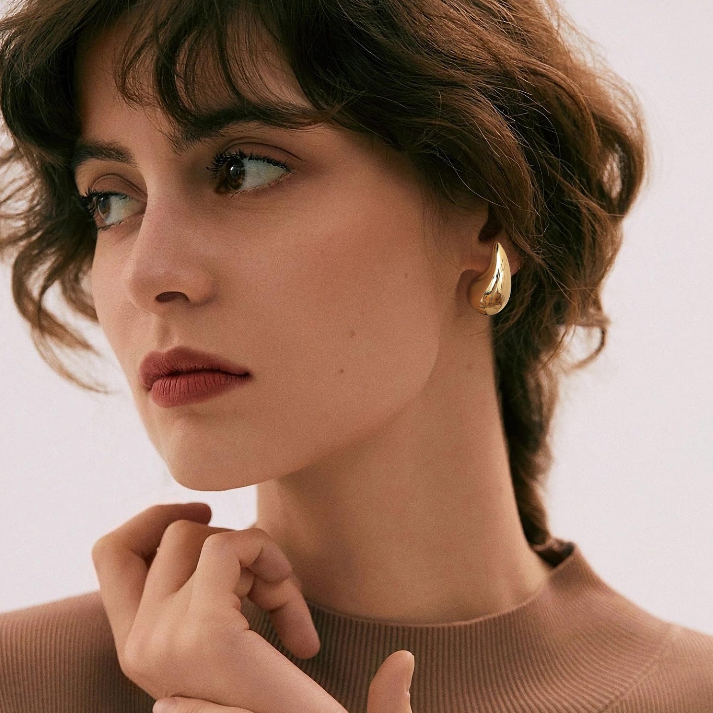 Gacimy 14K Gold Plated Teardrop Earrings Dupes for Women, Chunky Drop Earrings for Women with 925 Sterling Silver Post, 1 Inches
