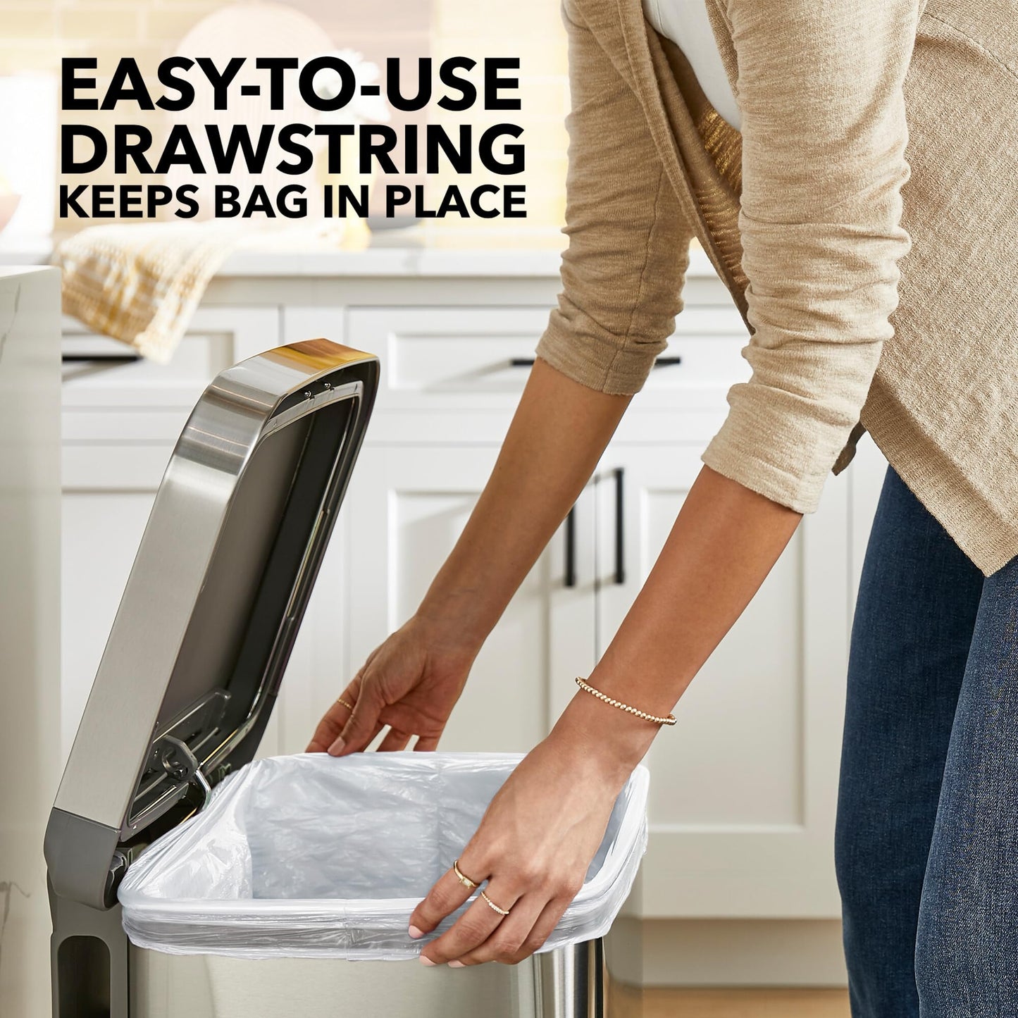 Glad ForceFlex Tall Kitchen Drawstring Trash Bags, 13 Gal, Fragrance Free, 110 Ct (Package May Vary)