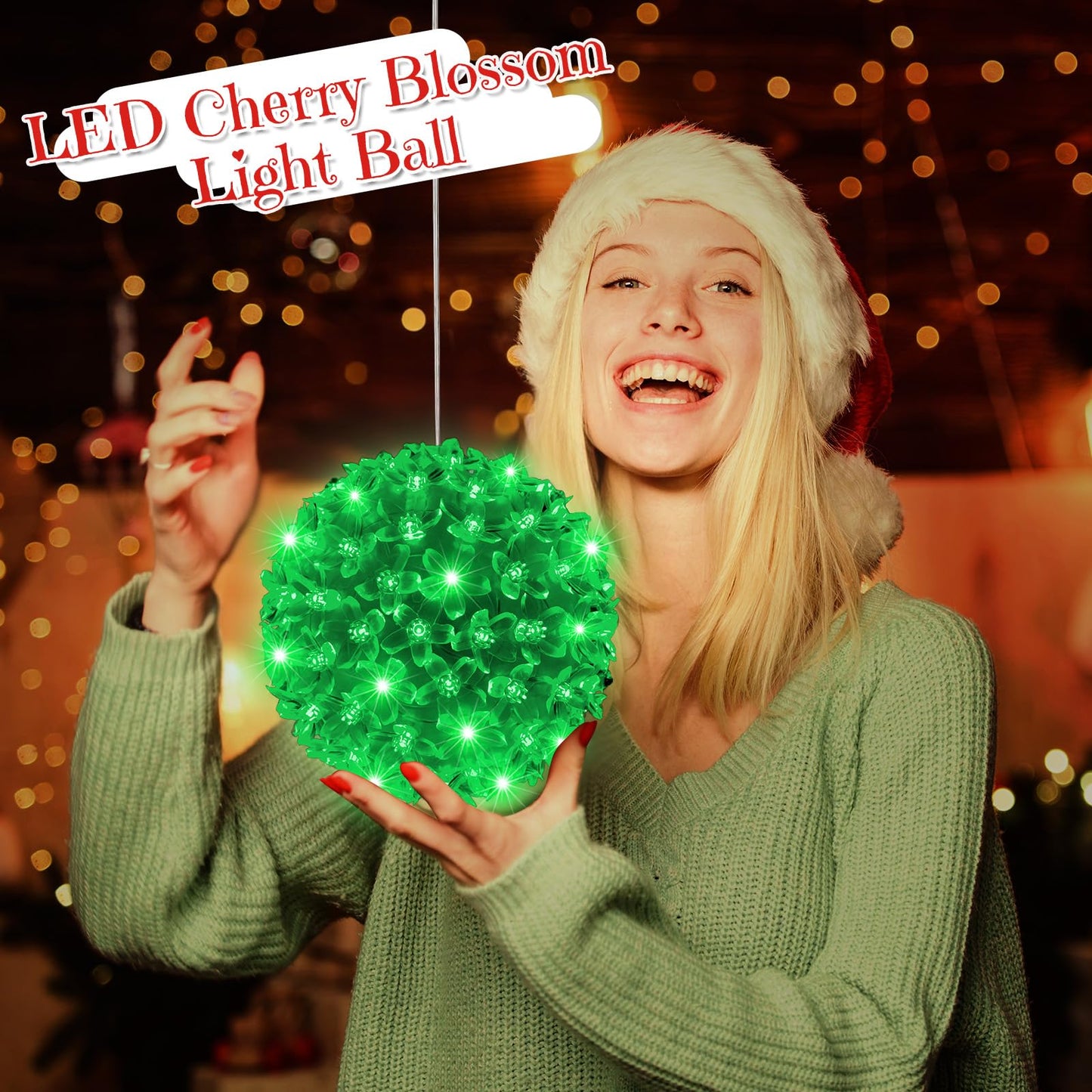 Baquler 6 Pcs Christmas Starlight Sphere 5.5 Inch Window Lights Hanging Outdoor Lights With 100 Bulbs for Wedding Christmas Decoration (Green)