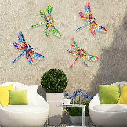 SUNREEK Metal Dragonfly Wall Decor, 12 Inches Dragonfly Outdoor Wall Art for Fence Garden Yard Patio Decorations
