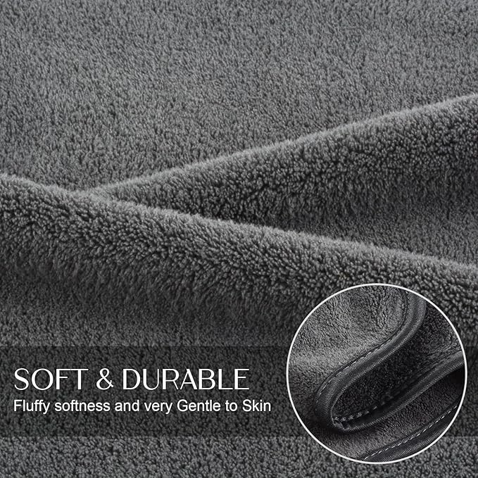 KinHwa Microfiber Hand Towels for Bathroom Soft and Absorbent Face Towels Grey