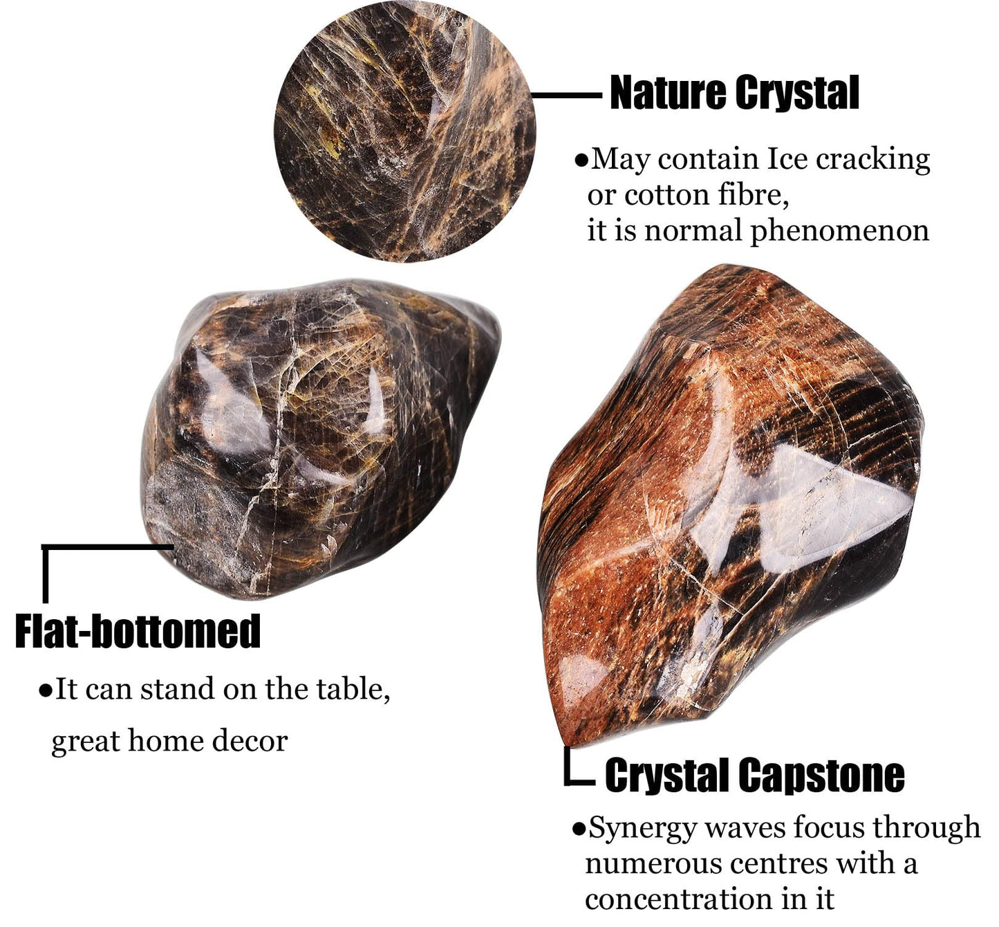 Black Moonstone Flame Shaped Towers Large Healing Crystal Stone Home Decor 1.5-2.2LBS
