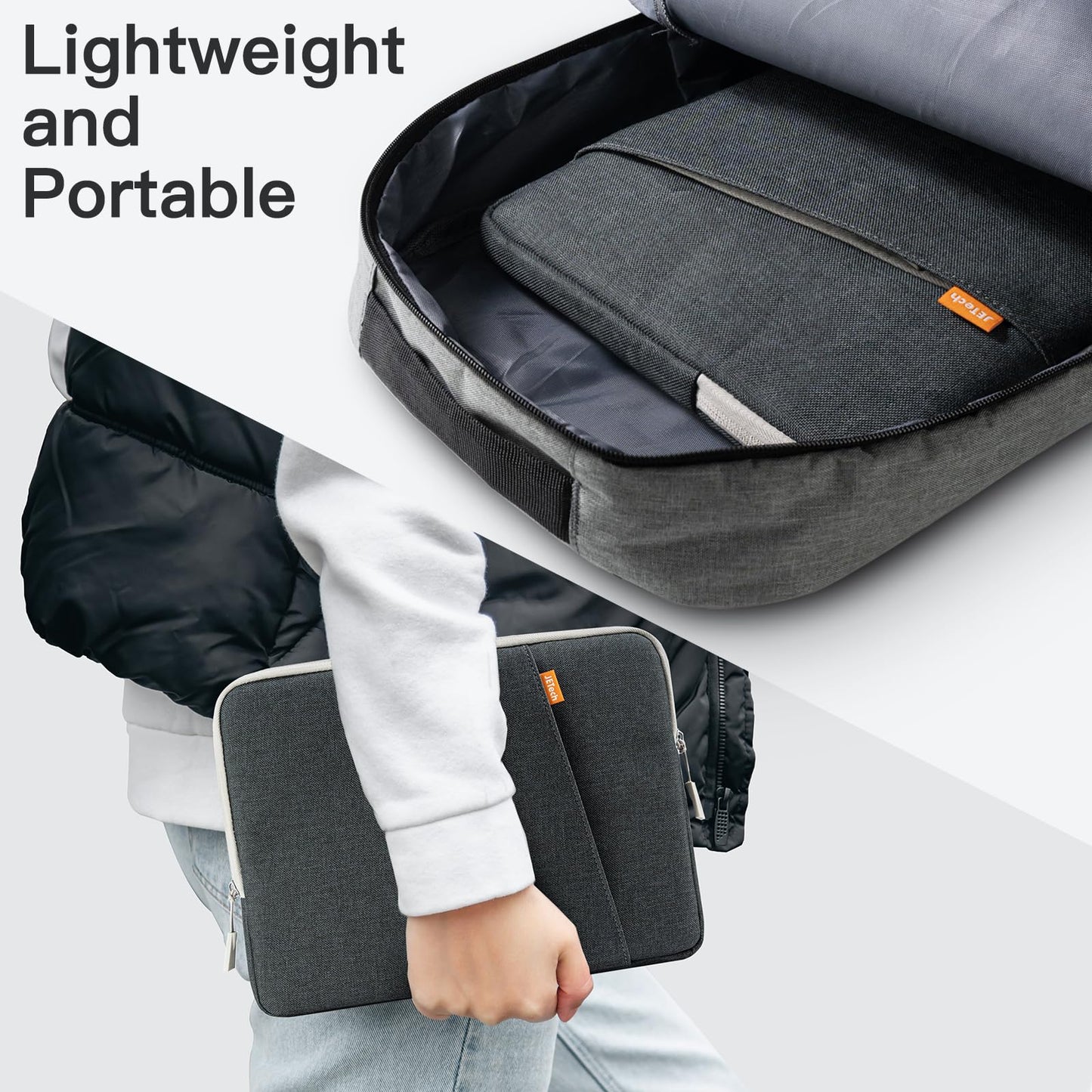 JETech Laptop Sleeve for 15-Inch Notebook, Compatible with MacBook Air 15-Inch M4/M3/M2, MacBook Pro 16-Inch M4/M3/M2/M1, Waterproof Shockproof Case with Accessory Pocket Bag (Dark Grey)