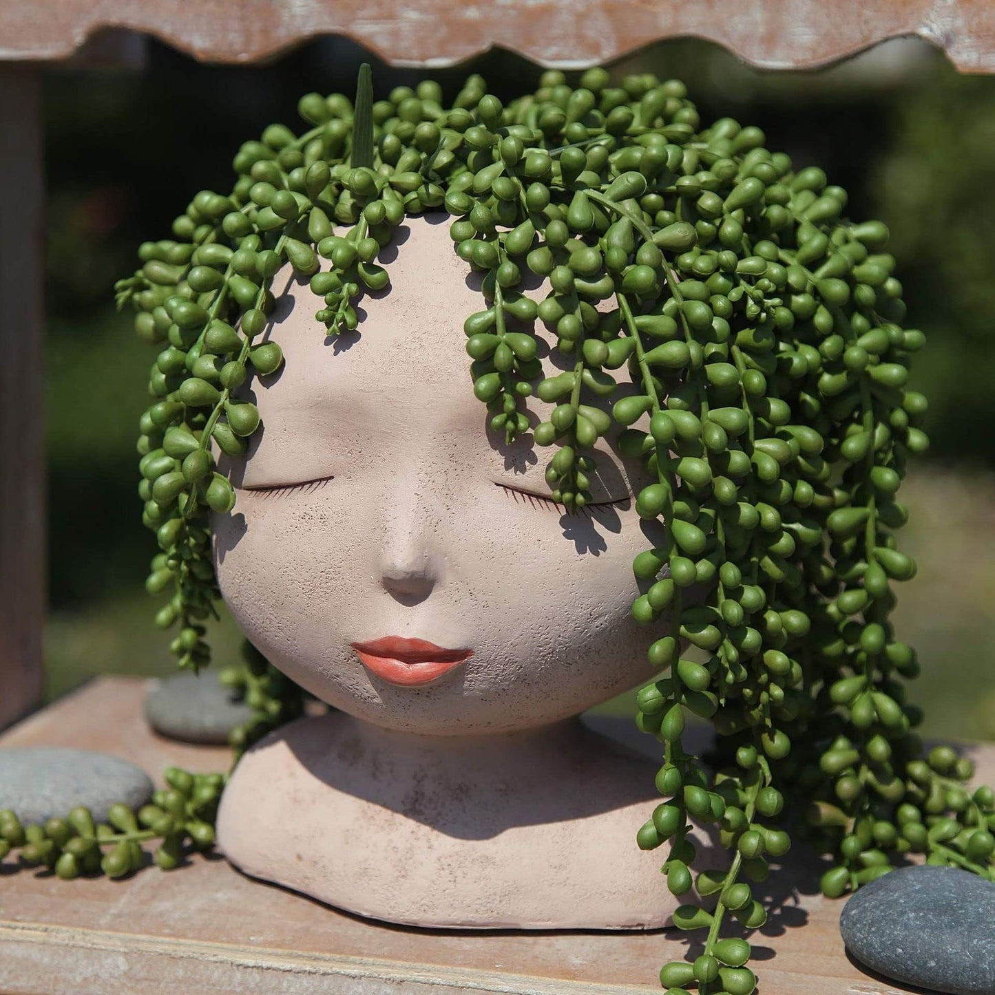Face Planter Pots Head Planter, Succulent Planters, Lady Face Succulent Planter Resin Cactus Planter Lovely Head Plant Pot for Home Garden (Corlor B)