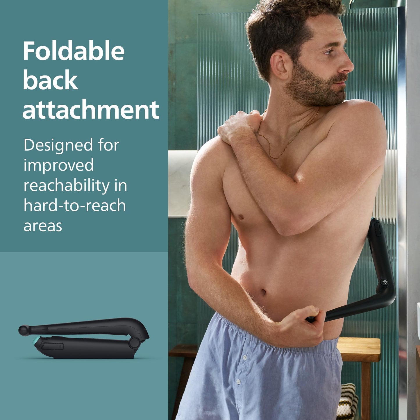 Philips Norelco Body Groomer 7000 Series, Men's Whole Body Groomer, Contour-Following 2D Flexing Head, Triple Protect Shave System & Intimate Body Hair Trimmer, 100% Showerproof, BG7480/50