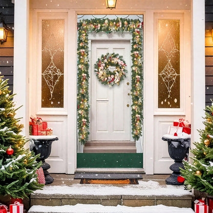 6ft red White Christmas Candy Garland with Lights,30 LED with Timer, Lighted Door,Fireplace, Mantel and Stairs Winter Decor,Entryway Porch Decoration,prelit Christmas Garland for Front Door
