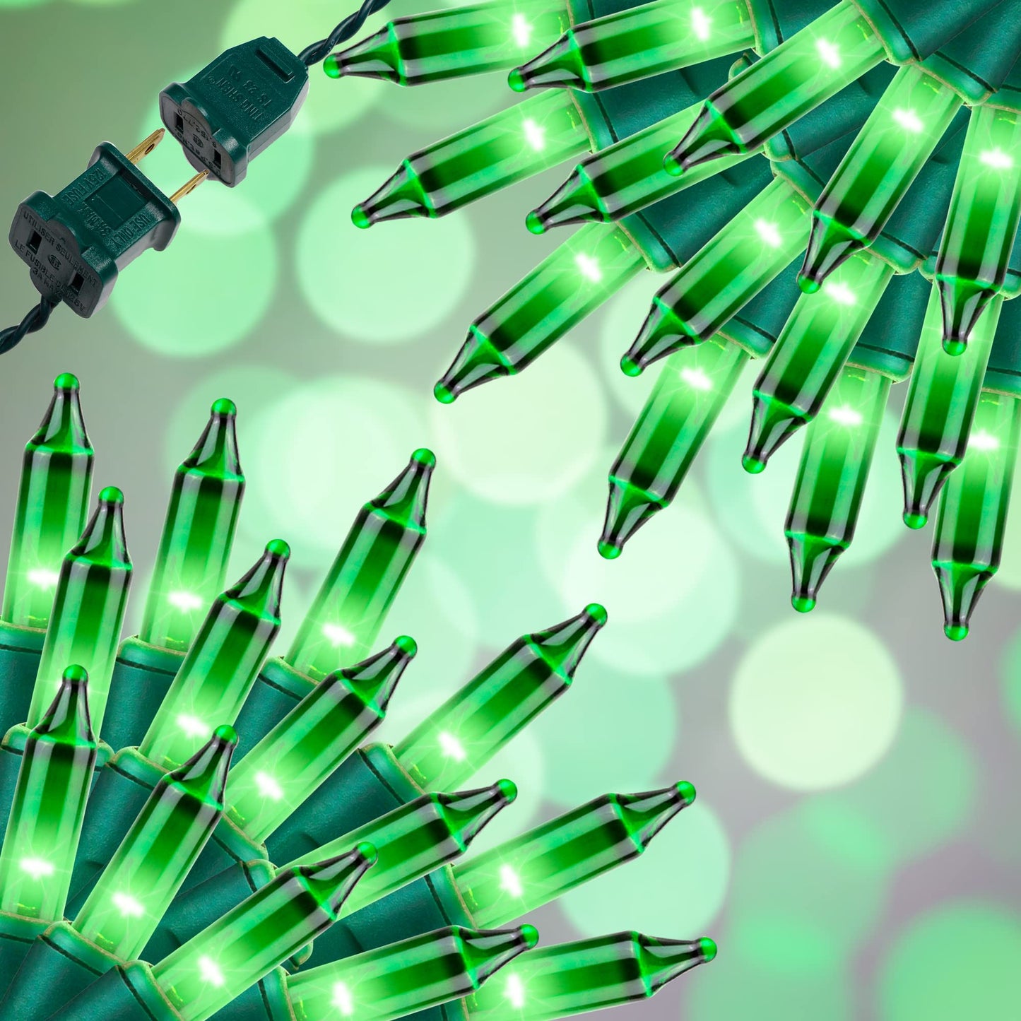 JUSTPRO 100LIGHTS Green Extra-Bright with End Connectors Christmas Decorative Lights 5.98m UL Certified Mini String Light Set Waterproof for Home Garden Holiday Christmas Tree Party Patio Wedding