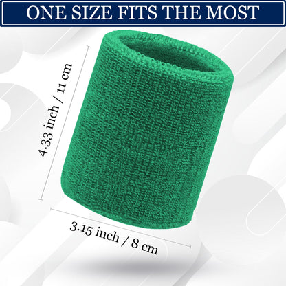 4.3 Inch Sports Wrist Sweatbands for Men Women, Absorbent Wrist Sweat Bands Tennis Wristbands Athletic Cotton Terry Cloth Sweatband for Basketball,Pickleball,Running,Gym,Work Out (6 Pack) -Dark Green