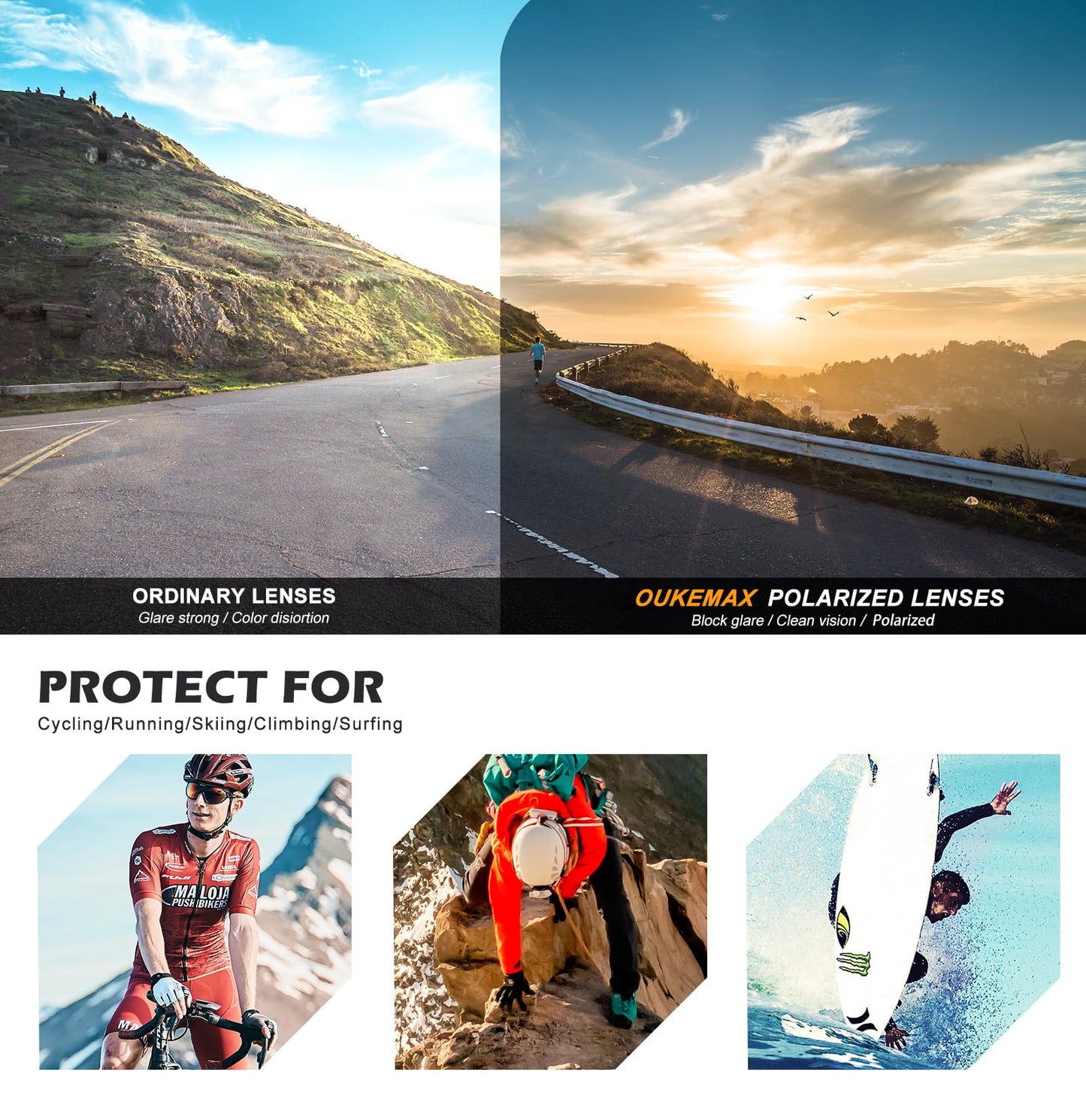 OUKEMAX Polarized Sport Sunglasses-Men-Women Running-Sunglasses: Cycling Sun Glasses UV Protection Driving Fishing 3packs