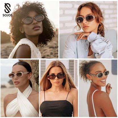SOJOS Small Retro Oval Polarized Sunglasses for Women Men 90s Vintage Small Face UV400 Protection Tiny Sun Glasses SJ2286 Leopard Brown