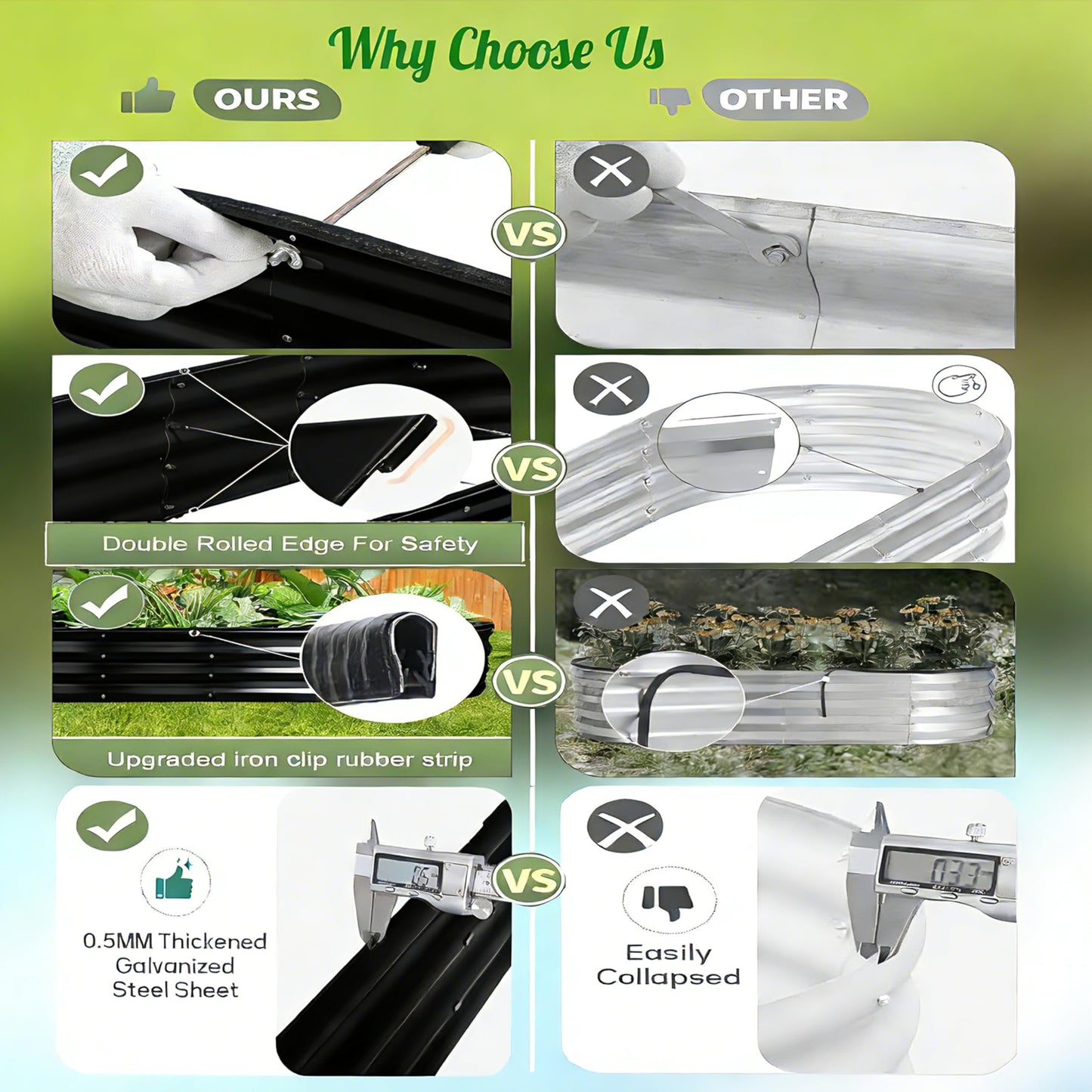 NestNature 2 Pack 17" Tall 10-in-2 Heavy-Duty Modular Galvanized Raised Garden Bed Kits - 8ftx2ft Metal Raised Beds for Planting Plants Vegetables Fruits Flowers Herbs - Outdoor Ground Planter Box