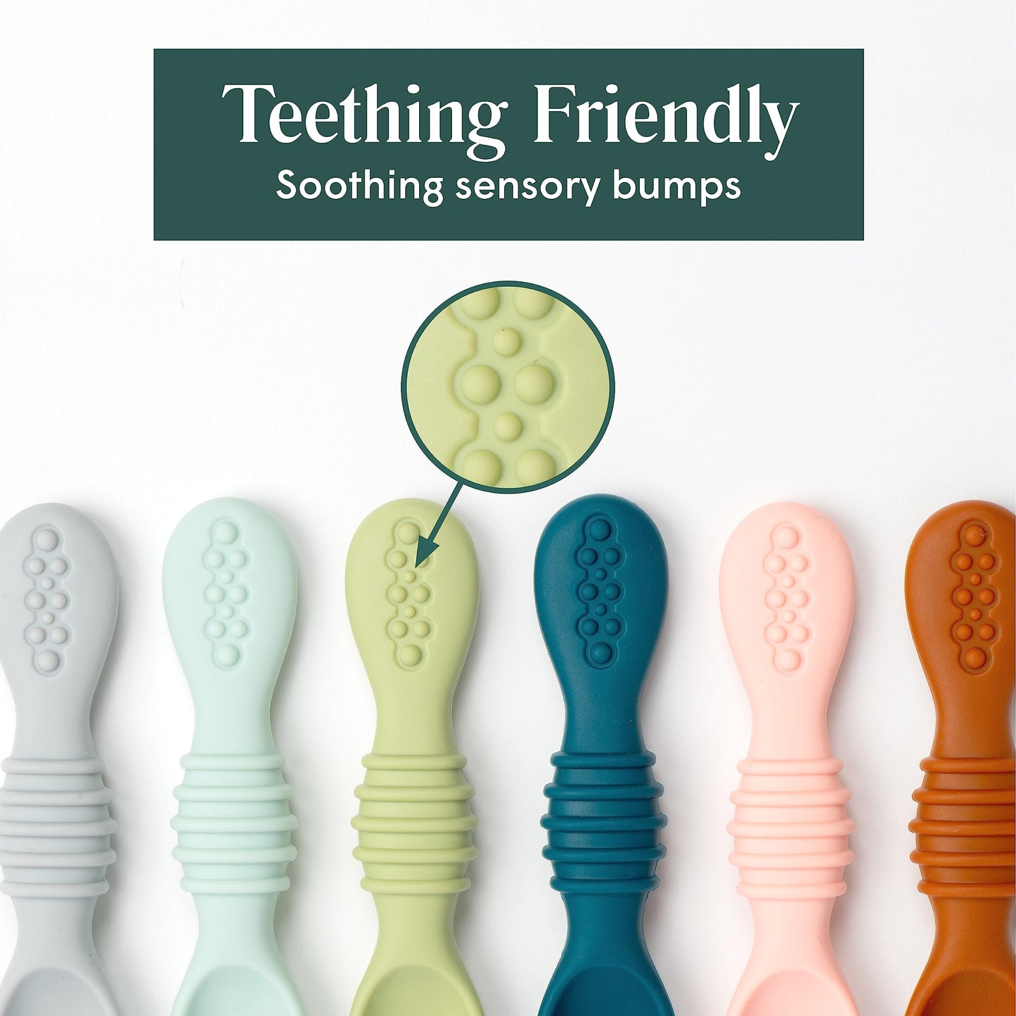 Simka Rose Silicone Baby Spoons Self Feeding 6 Months - First Stage Infant Spoons for Babies & Toddlers- Baby Led Weaning Spoons Set of 6- Easy on Gums Food Training Utensils Dishwasher Microwave Safe