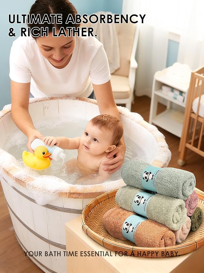 HIPHOP PANDA Baby Washcloths, Rayon Made from Bamboo