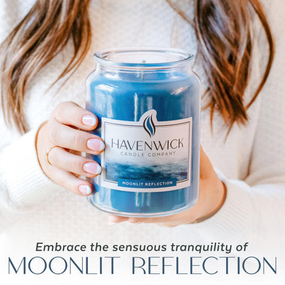Havenwick Moonlit Reflection Soy Blend 22-oz Large Jar Candle, Long Lasting 110-130 Hour Burn Time with Single Cotton Wick, Relaxing Scented Candles for New Home Gift & Housewarming Parties
