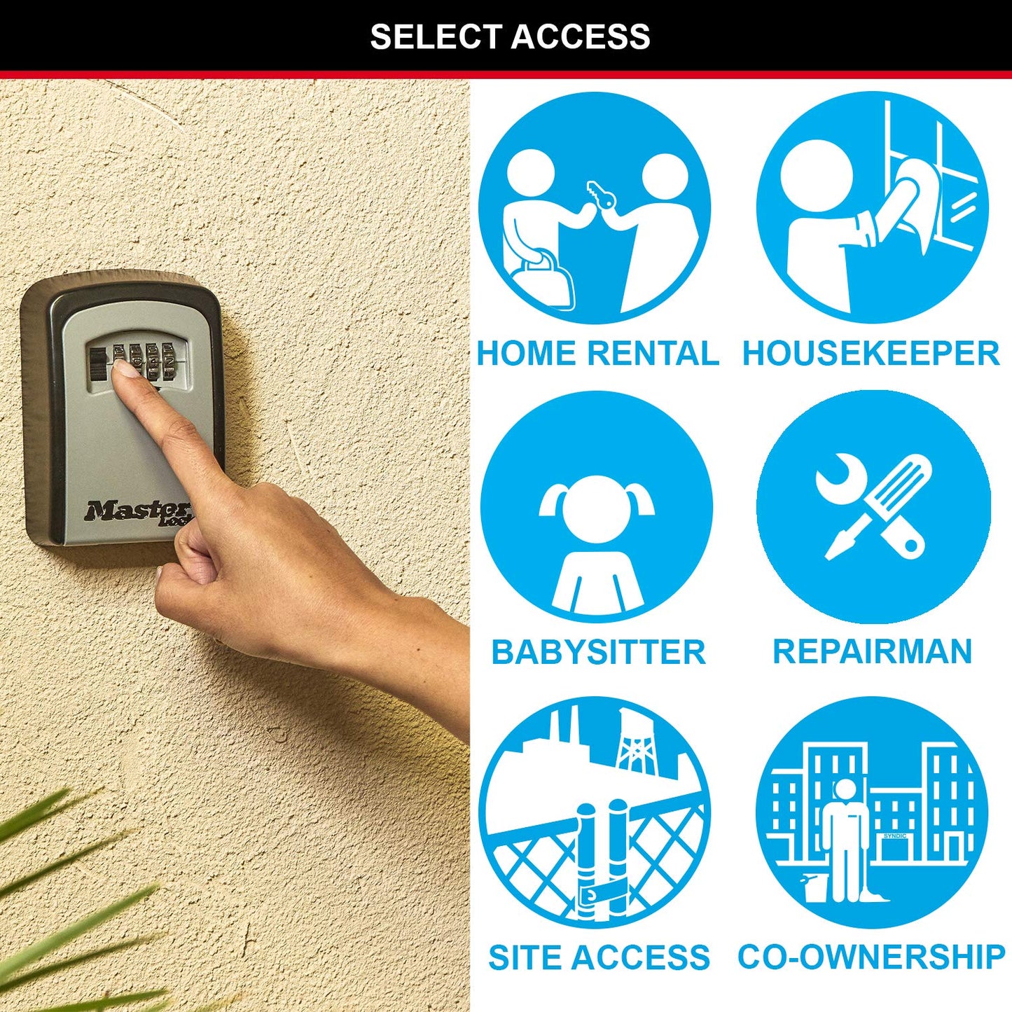 Master Lock Key Safe, 5401EURD, Wall Mounted, Medium, Strong Aluminium Weather Resistant Construction - Mounting Hardware Included