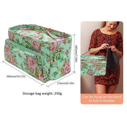 Ousuga Knitting Bag for Yarn & Wool Storage, Portable Crochet Knitting Needles Case & Sewing Tools with Pocket and Holder for Knitting Needles and Tools