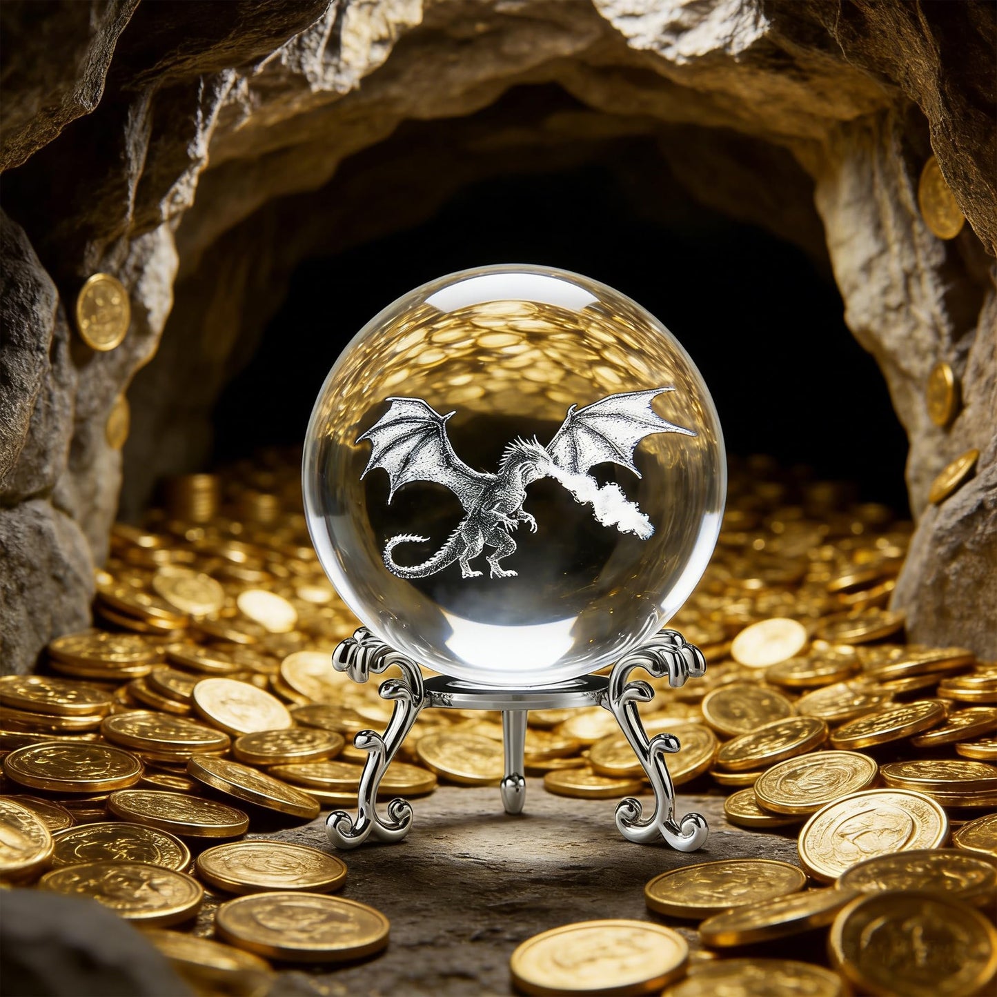 ZEERSHEE 2.4in 3D Dragon Crystal Ball with Stand Fire Breathing Dragon Decoration Gifts for Boys Girls