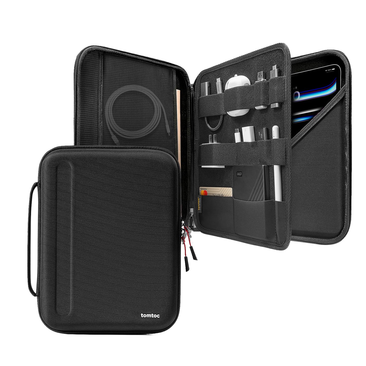 tomtoc Portfolio Tablet Case for 13 Inch iPad Pro M4 & iPad Air M3/M2 2025-2024, 12.9" iPad Pro, Protective Sleeve with Accessories Pocket, Carrying Storage Bag for Apple Pencil/Adapter/Magic Keyboard
