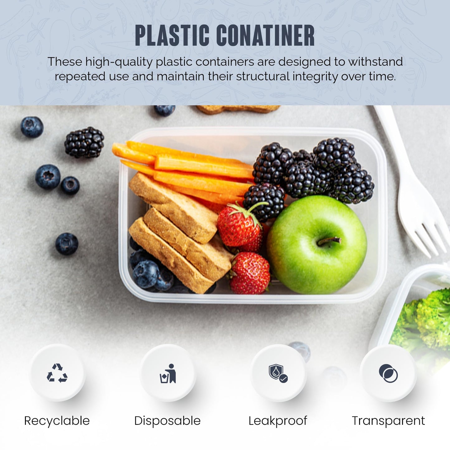 We Can Source It Ltd 50 x 750ml Plastic Microwave & Freezer Safe Food Containers with Lids - BPA-Free, Reusable, Takeaway Meal Prep Containers - Catering Grade Food Storage Boxes for Home & Business