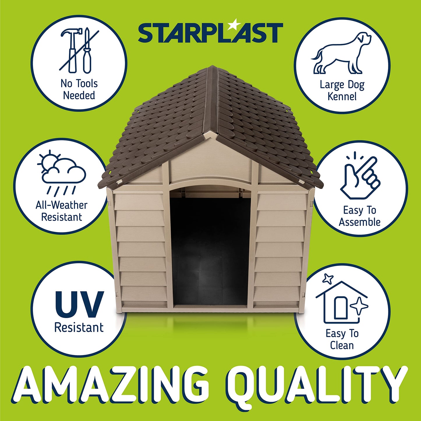 Starplast Mocha / Brown Large Dog House/Kennel
