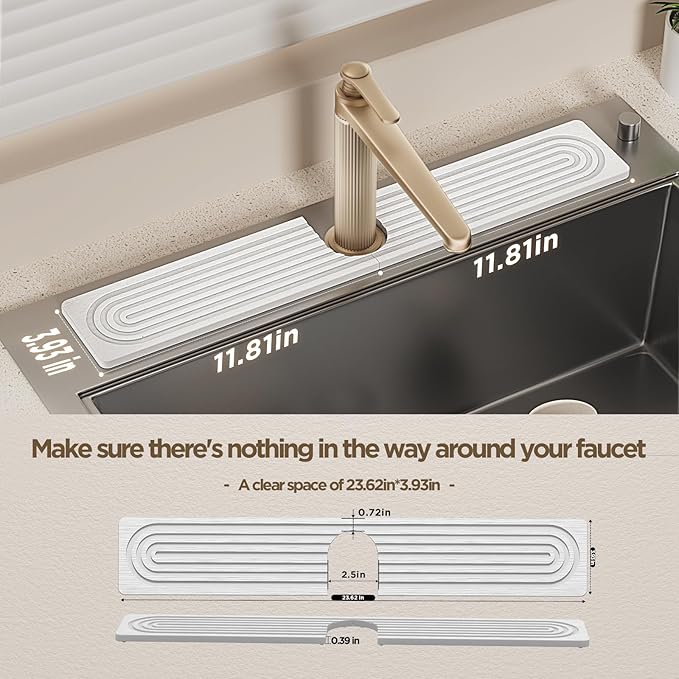Faucet Mat for Kitchen Sink, Diatomite Stone Drying Sink Protectors, Bathroom