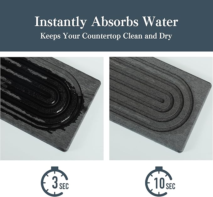 Stone Faucet Mat for Kitchen Sink, Quick Drying Mats, Water Absorbing Guard &