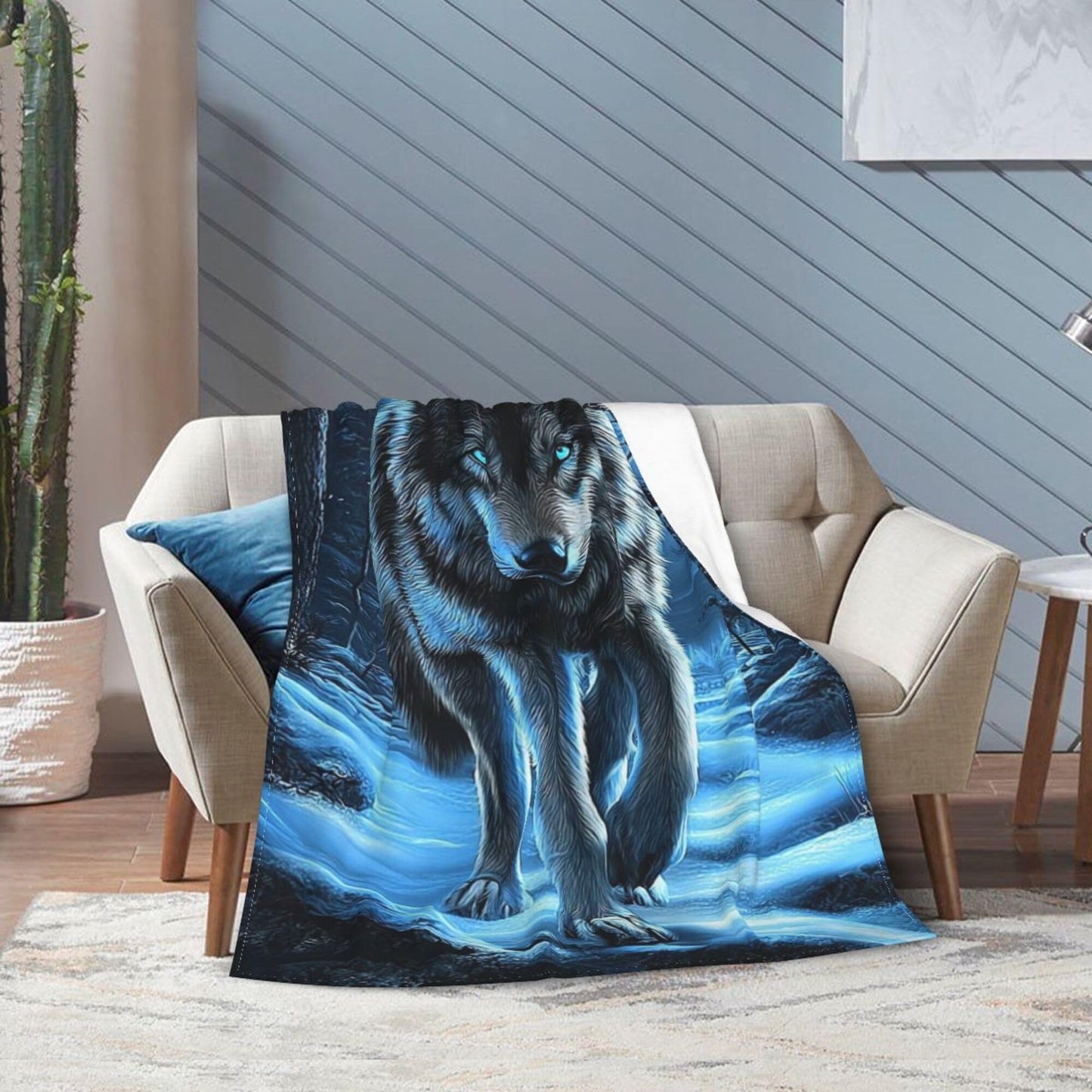 Wolf Blanket Wolf Decor Cozy Animal Throw Super Soft Plush Flannel Fleece Blanket Gift for Kids Adults Men Women Ultra Warm & Lightweight Flannel, 50"X40"