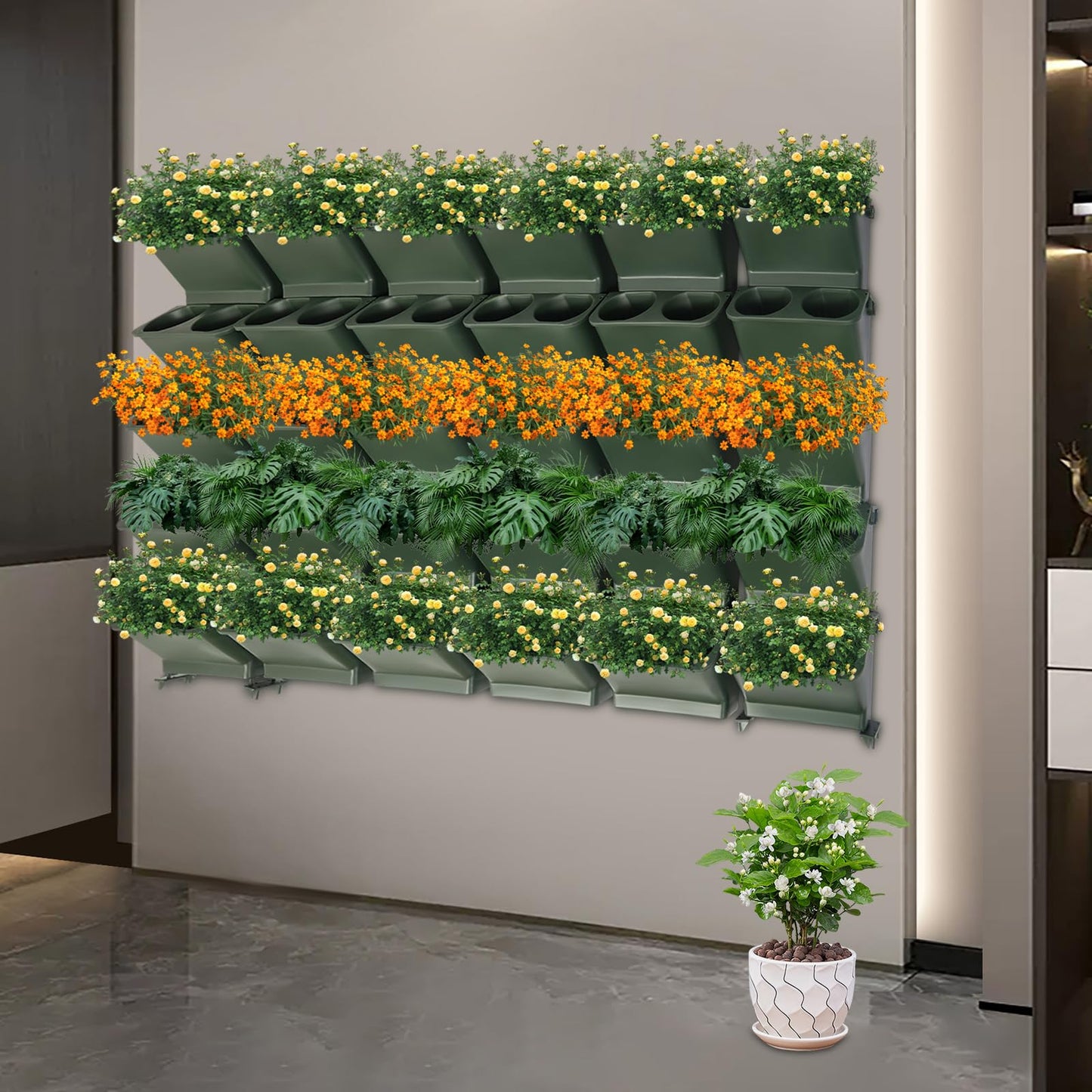 NeNchengLi Living Wall Planter Indoor Outdoor, Vertical Garden Wall Planter 30Pcs Hanging Planter Pots, Wall-Mounted Self Watering Living Wall for Flowers Vegetables Herbs, Auto Drainage