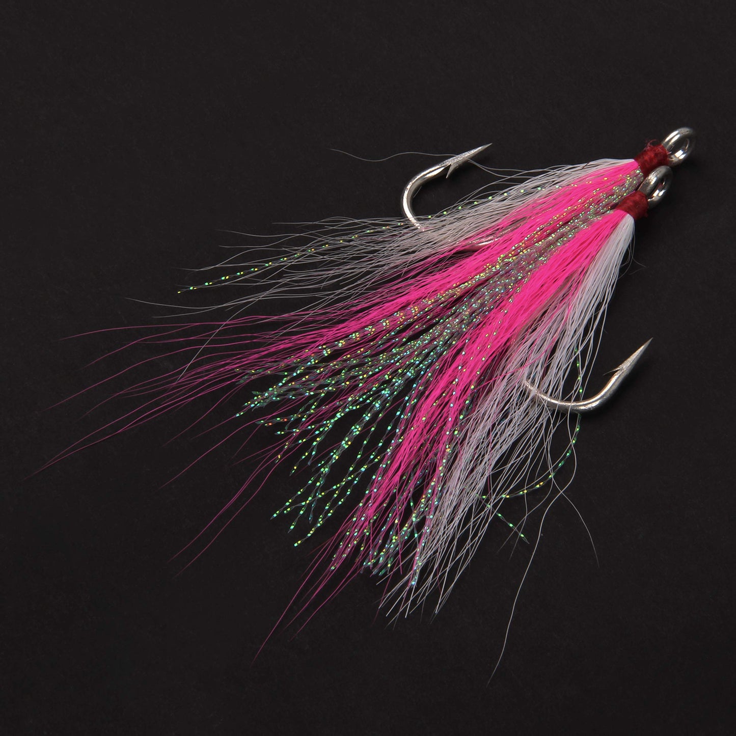 Bucktail Teasers Fishing Hooks Saltwater Flounder Rig Bucktail Mylar Teasers Inserted Stainless Steel Fishing Teaser Hooks for Striped Bass Trout Catfish Cod Flounder Hi/Lo Rig Jigs Spoons Lures