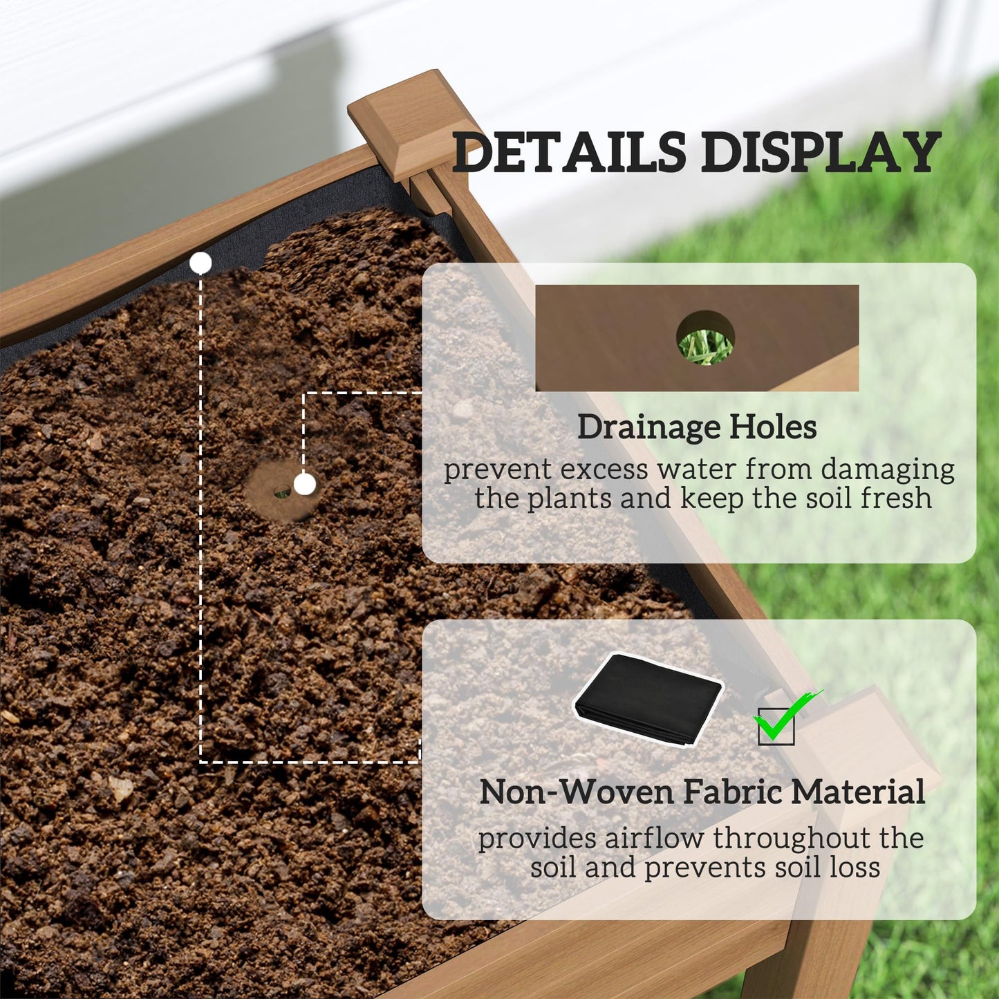 Outsunny Raised Garden Bed with PE Greenhouse Cover Outdoor Elevated Wood Planter Box for Herbs and Vegetables, Use for Patio, Backyard, Balcony, 48 x 22 x 46 inch, Brown