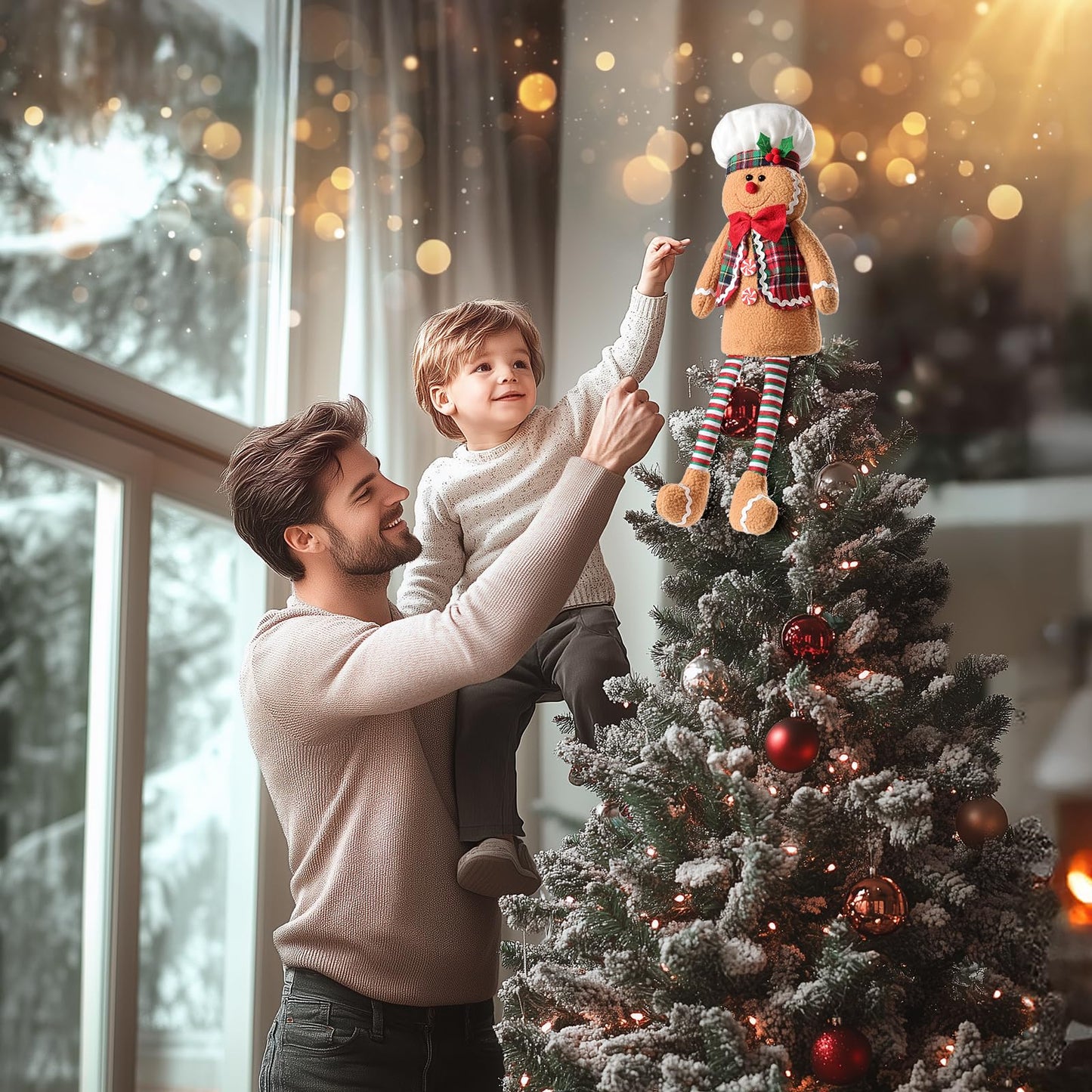 Gingerbread man Christmas Decorations, Christmas Tree Topper Gingerbread man, Funny and Unique Christmas Tree Decorations