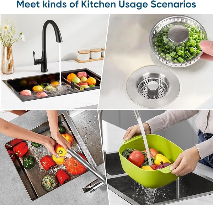 Upgraded 3 in 1 Kitchen Sink Drain Strainer & Sink Stopper, 304 Stainless Steel